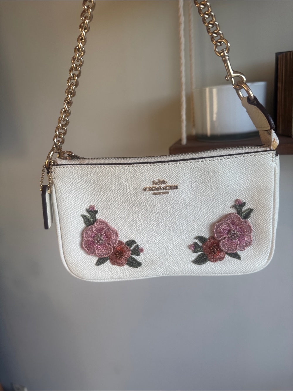 Coach Chalk Hawaiian with  Pink Floral Appliqués